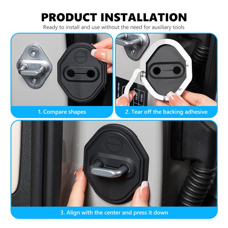 Universal Car Silicone Door Lock Anti-Collision Cover Accessories For Volvo AWD XC60 S40 XC40 XC90 C30 C70 S60 S80 S90 T6 V40 JG2