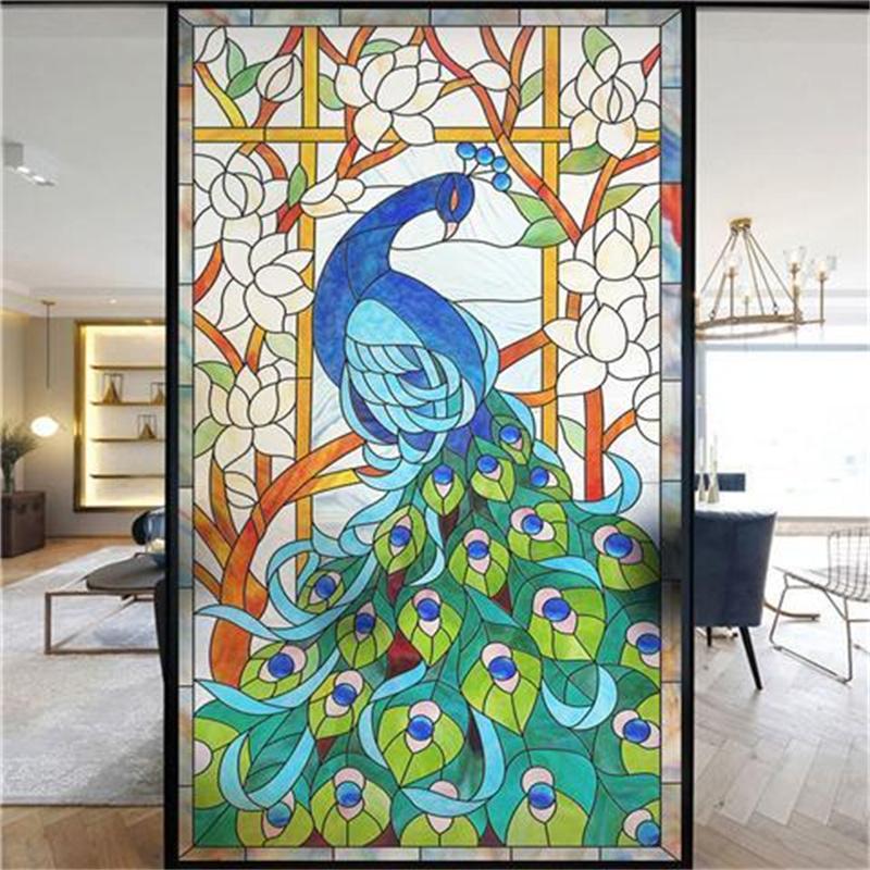 Оконная пленка, матовая витражная пленка, церковная статическая липкая пленка для конфиденциальности, самоклеящаяся наклейка на окно, кухня, офис, домашний декор