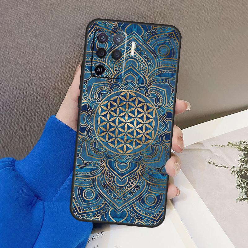 Цветочная жизнь в лотосе Пастельные золота Чехол для Oppo A77 A57 A17 A60 A80 A40 A74 A54 A94 A78 A98 A18 A38 A58 A96 A76 A16 A15 A5 Pro