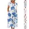 Fashion Women's Summer Round Neck Casual Fashion Printed Pullover Short Sleeve  Dress