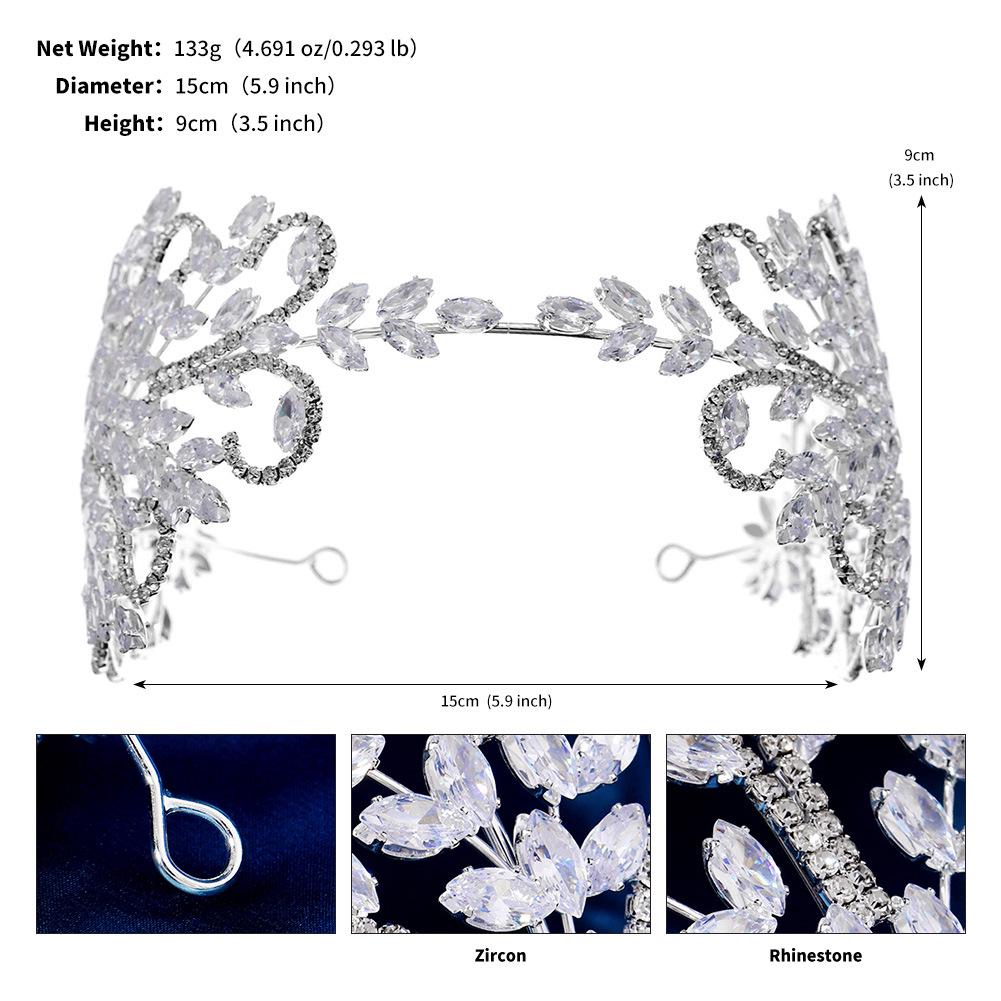 Роскошная европейская и американская свадебная повязка на голову с короной из циркона - металлическая широкая конструкция