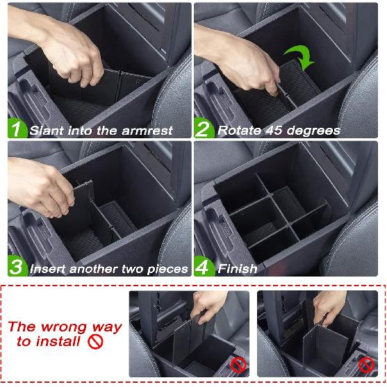 JKCOVER Center Console Dividers Organizer Compatible With Toyota Tacoma 2016- Accessories,Ert Box ABS Secondary Storage