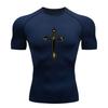 Men's Compression Athletic T-Shirt, Gothic Cross Print Quick
