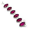 Pink Tourmaline Marquise Shape Gemstone Bracelet Gift Adjustable Link Jewelry 8"