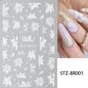 Flowers Nails Art Stickers White Floral Petal Leaf Sliders For Nails Wedding Design DIY Manicure Decoration