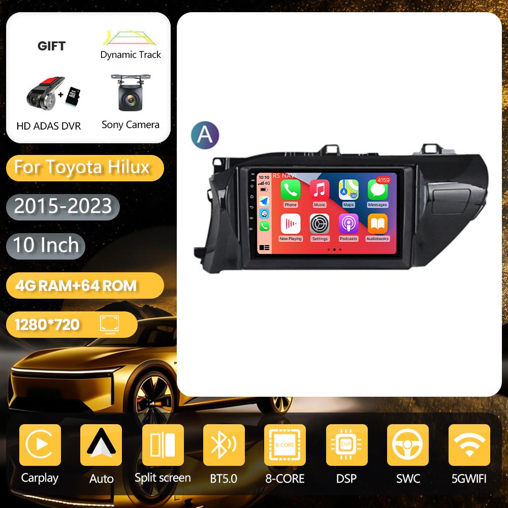 Android 16 pour Toyota Hilux 2016 - 2020 Carplay Auto Écran 2K WIFI+4G Autoradio Lecteur Multimédia Stéréo Autoradio 4G