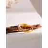 Yhpup Elegant Imitation Pearls Stainless Steel Charm Chic Ring 18K Gold Plated Waterproof Trendy Fashion Romantic Jewelry Women