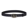 Gucci Пряжка для ремня GG Marmont стиль Double G узкая версия холст ремень унисекс парный стиль черный ширина 3 см