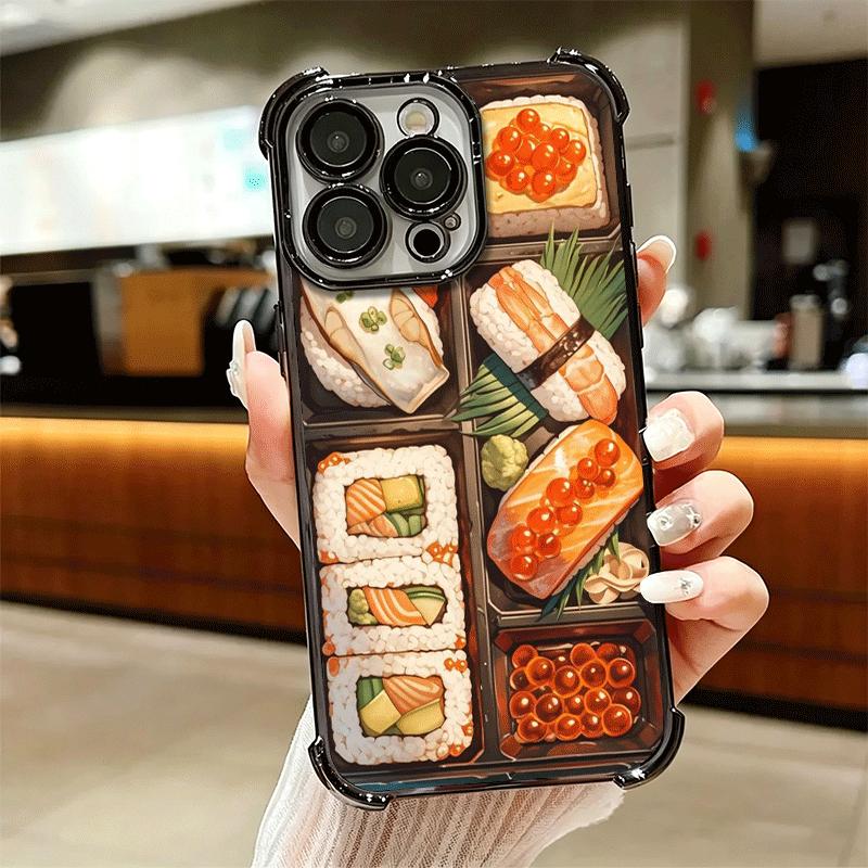 Delicious Sushi Bento Plating Phone Case For Iphone 16 17 Pro Max Air 16E 14 15 Plus 12 13 Mini Anti-Fall Airabag Cover