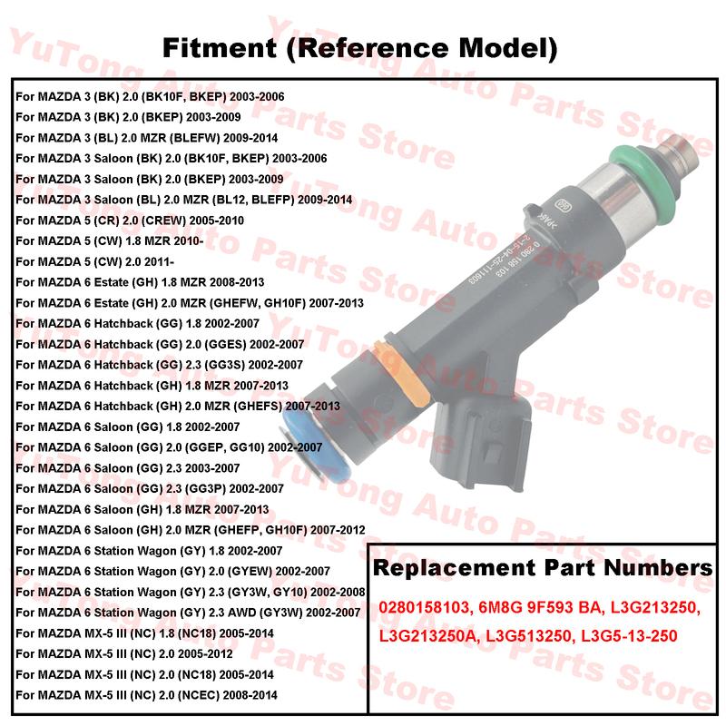 Fuel Injectors Valve For MAZDA 3 BK BL 2.0L/ 5 CR CW/ 6 GG GH MX-5 2005-2014 Nozzle Accessories FAW B70 L3G5-13-250 L3G213250A