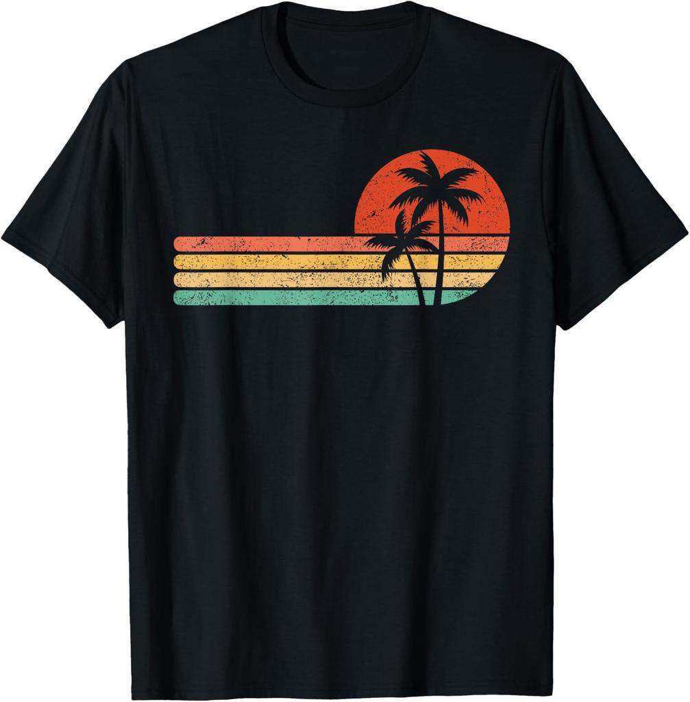 NEW LIMITED Retro Style Tropical Vintage sunset Beach Palm Tree T-Shirt