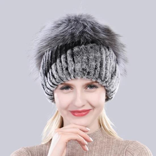 Новая уличная хорошая эластичная шапка из натурального кроличьего меха рекс женская зимняя вязаная шапка из натурального меха чернобурки женская шапка из натурального меха