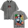 Anime Cowboy Bebop Vintage Washed T-shirt Spike Spiegel See You Space Cowboy T-shirts Manga Retro Oversized T Shirts Unisex