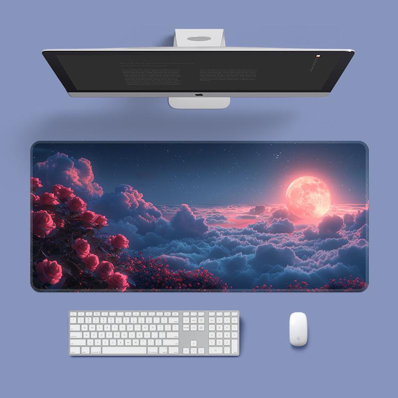 Extra Large Washable Mouse Pad - Aurora Landscape & Sunset Clouds Design, Thickened for Office and Gaming Desks