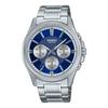 Casio Analog Blue Silver Stainless Steel Coming of and Entrance Men's Watch, Dial, Band, Classic, Multifunctional