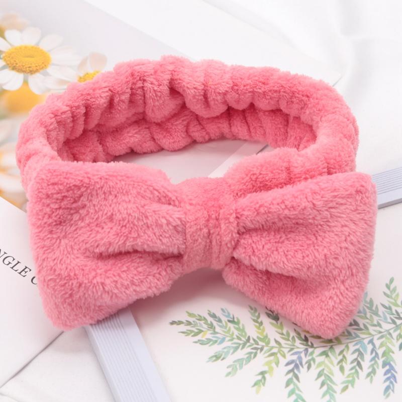 Soft Bow Headbands SPA Yoga Big Solid Color Coral Fleece Elastic Hair Bands Women Washing Face Cute Makeup Hairband Accessories