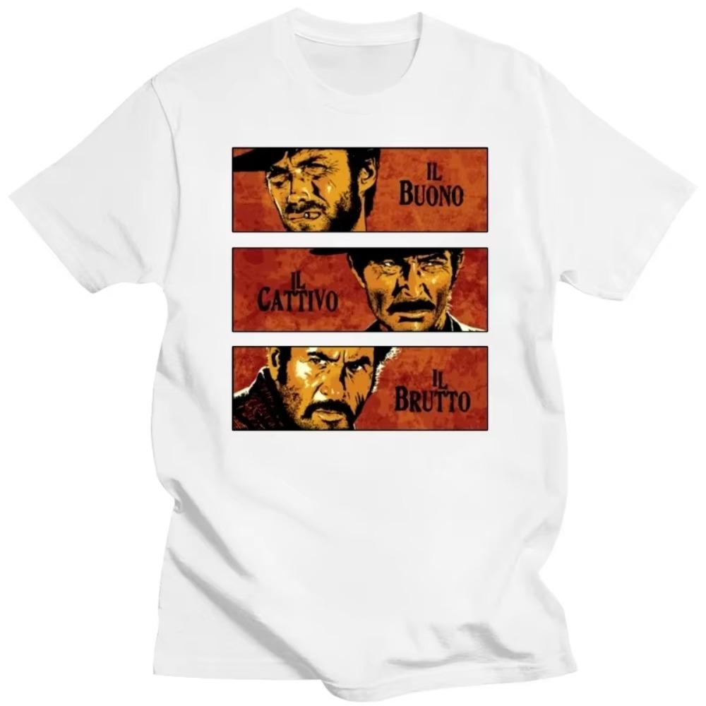 Винтажная футболка The Good The Bad And The Ugly Мужская футболка с коротким рукавом из чистого хлопка с принтом Il buono brutto cattivo Футболки Футболка с изображением телевизора