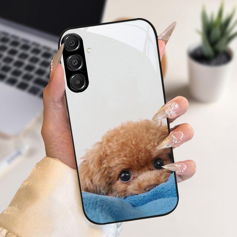 Модный Чехол Для Samsung A55 A56 Чехол A25 A26 Закаленное Стекло Чехол Для Телефона Для Galaxy A15 A35 A36 Жесткий PC Стекло Защитный Fundas