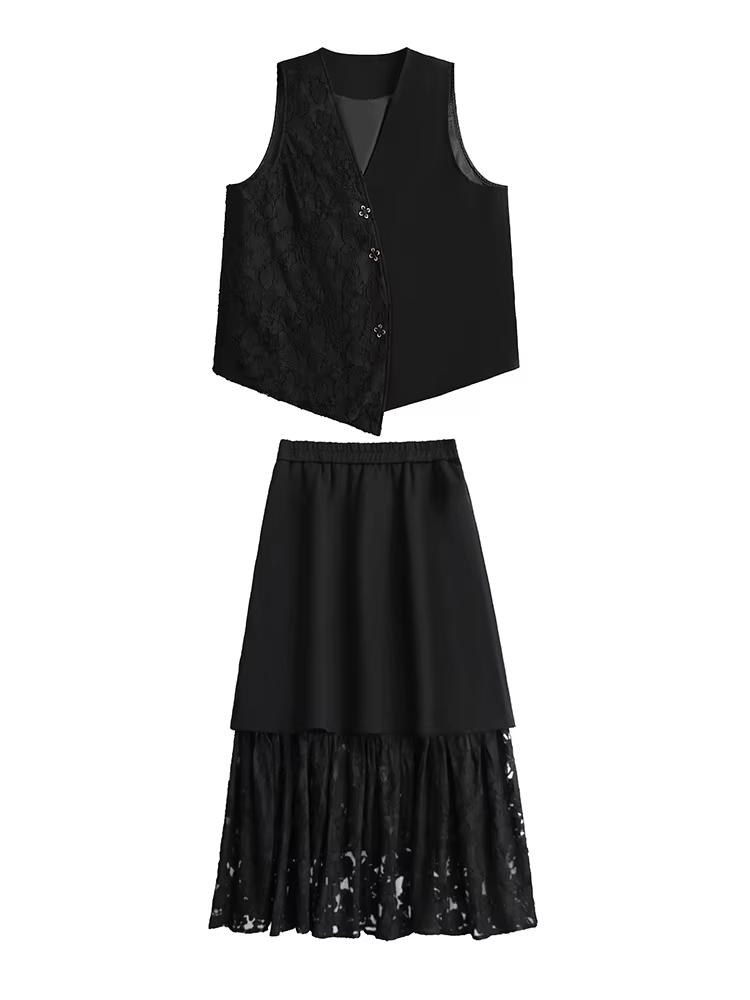 Xitao Комплект кружевного платья с карманами в стиле пэчворк GYX1519