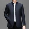 Spring and Autumn Chinese Tunic Jacket Men's Casual Stand-up Collar Business Mulberry Silk Jacket Middle-aged Dad Button-up Top