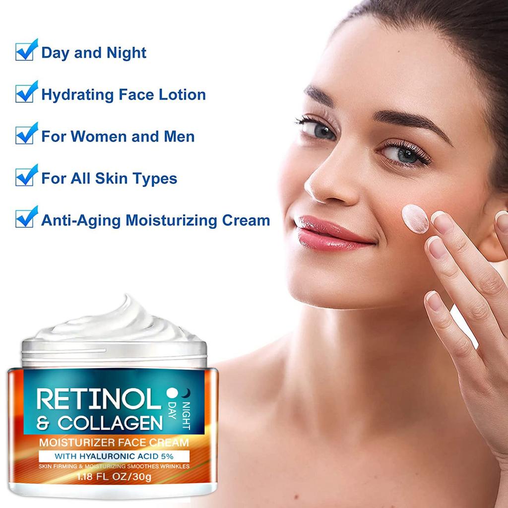 Retinol Collagen Cream Softens Facial Skin, Reduces Wrinkles, Moisturizes And Nourishes