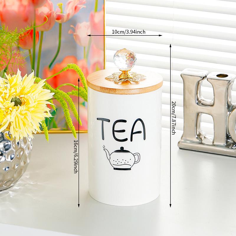 White Ceramic Moisture-Proof Storage Jars with Lids - Ideal for Sugar, Tea, and Beans
