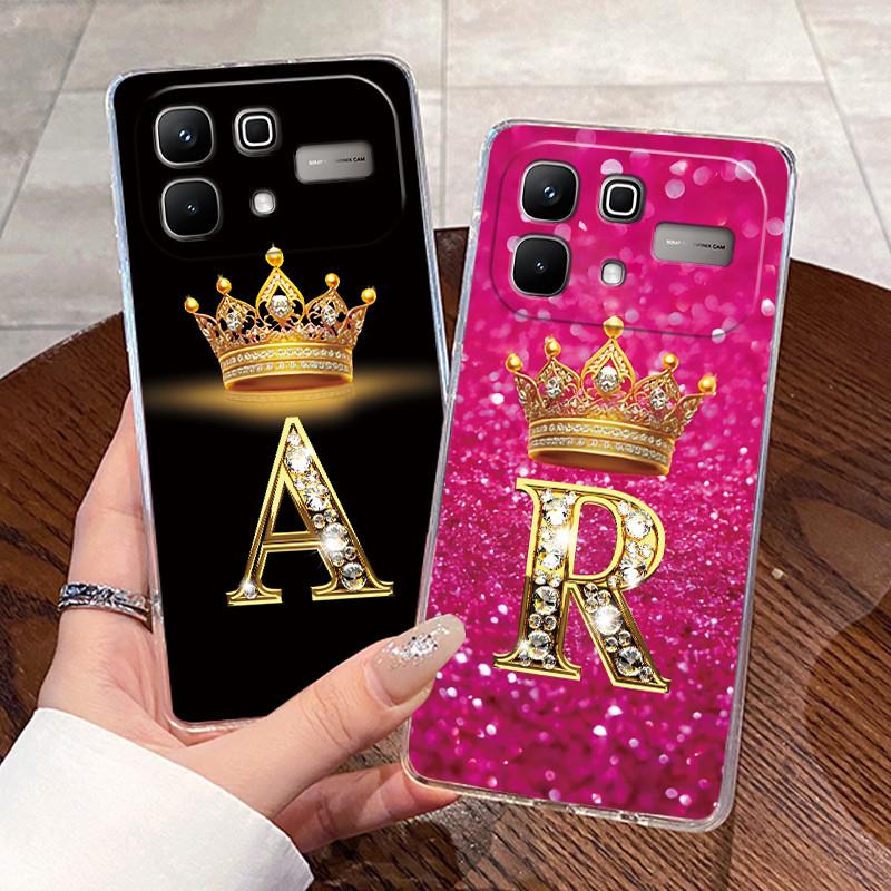 Crown Letter Couple Case For Infinix Note 60 5G/Note 60 Pro 5G Bumper Transparent TPU Silicone Shockproof Soft Casing Shell