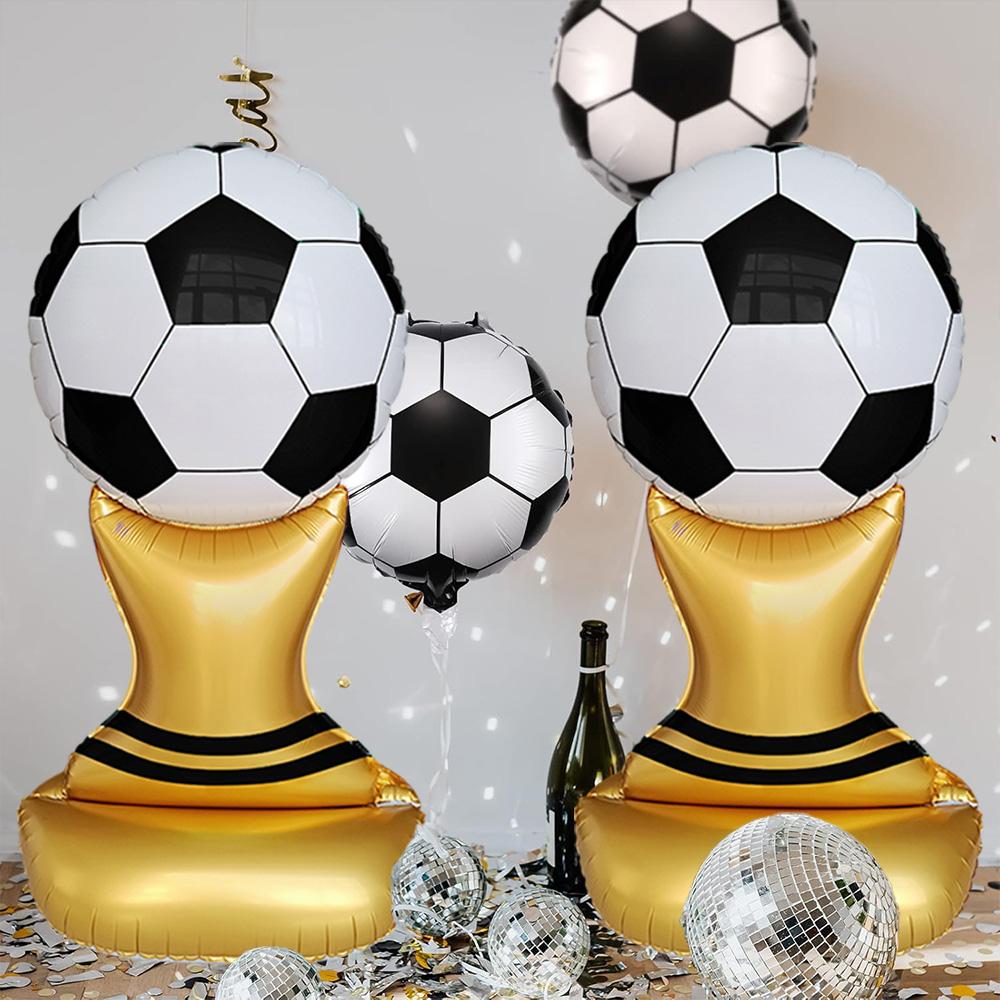 1-Pack of 60inch Standing Football Cup Aluminum Foil Balloons, Suitable for Themed Birthday Parties, Football World Cup, Football F