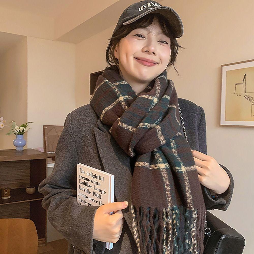 Wool Knitted Scarf 215x65cm Long Scarves Korean Style Thickened Shawl for Women Girls Maiden