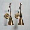 Mid Century Set of 2 Wall Sconce Light Fixture Raw Brass Wall Lamp Bedroom Lights