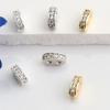Посеребренные 18K золотом бусины-разделители с двойным отверстием и микроцирконами для изготовления украшений своими руками