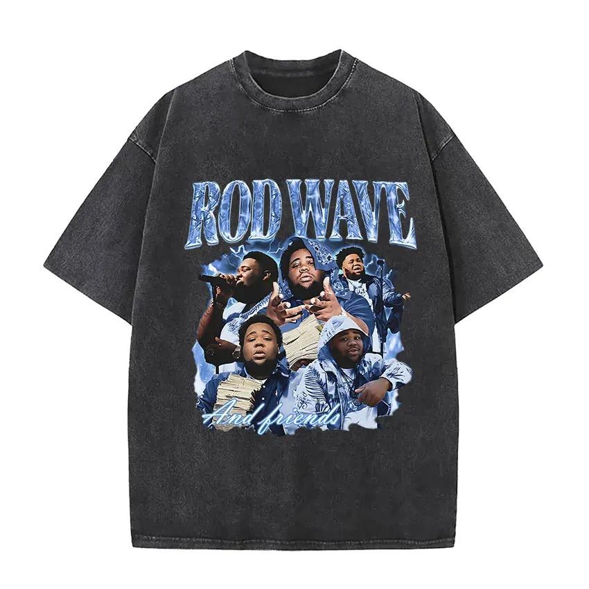 Hot Sale Rod Wave Album Poster Print Tshirt Unisex Women Retro Washed Cotton Summer New Tee Harajuku Fashion Casual Oversized Top