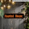 2D Flat 1pc of Vintage Gothic Haunted House Metal Sign - Large 15.7×3.94inch Horror Themed Distressed Font and Bold White Letters - Heavy-alumium