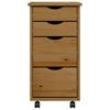 MOSS Mobile Drawer Cabinet in Honey Brown Solid Pine Wood