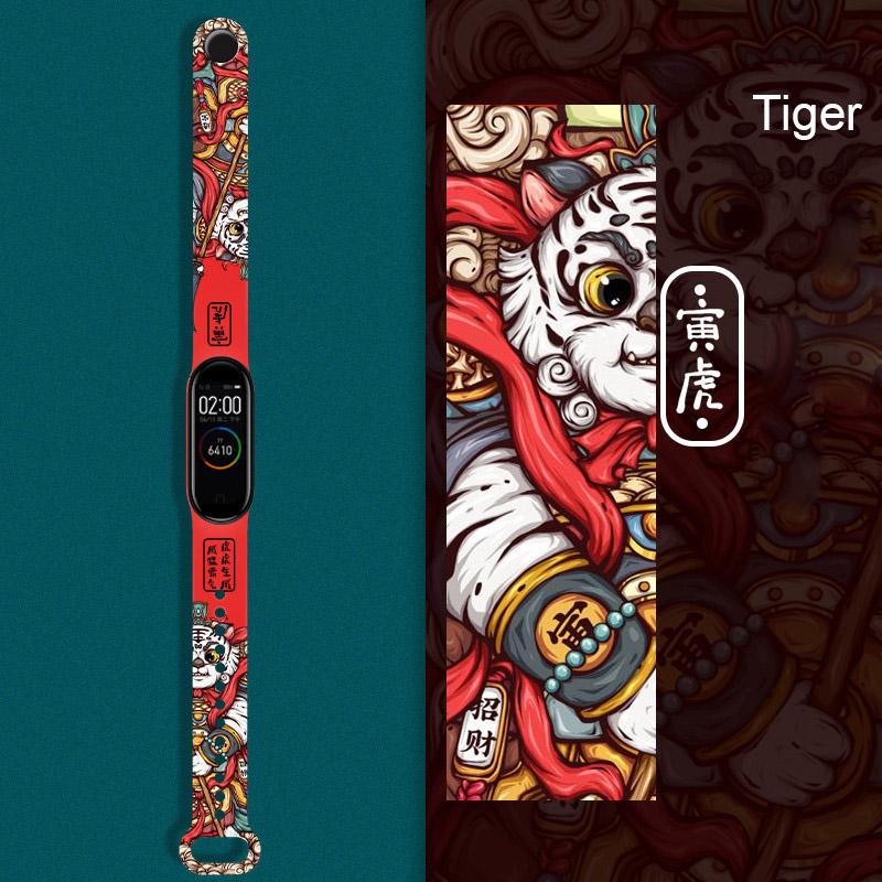 Силиконовый ремешок с рисунком китайского зодиака для Xiaomi Mi Band 3 4 5 6 7/NFC, сменный ремешок для браслета, аксессуары