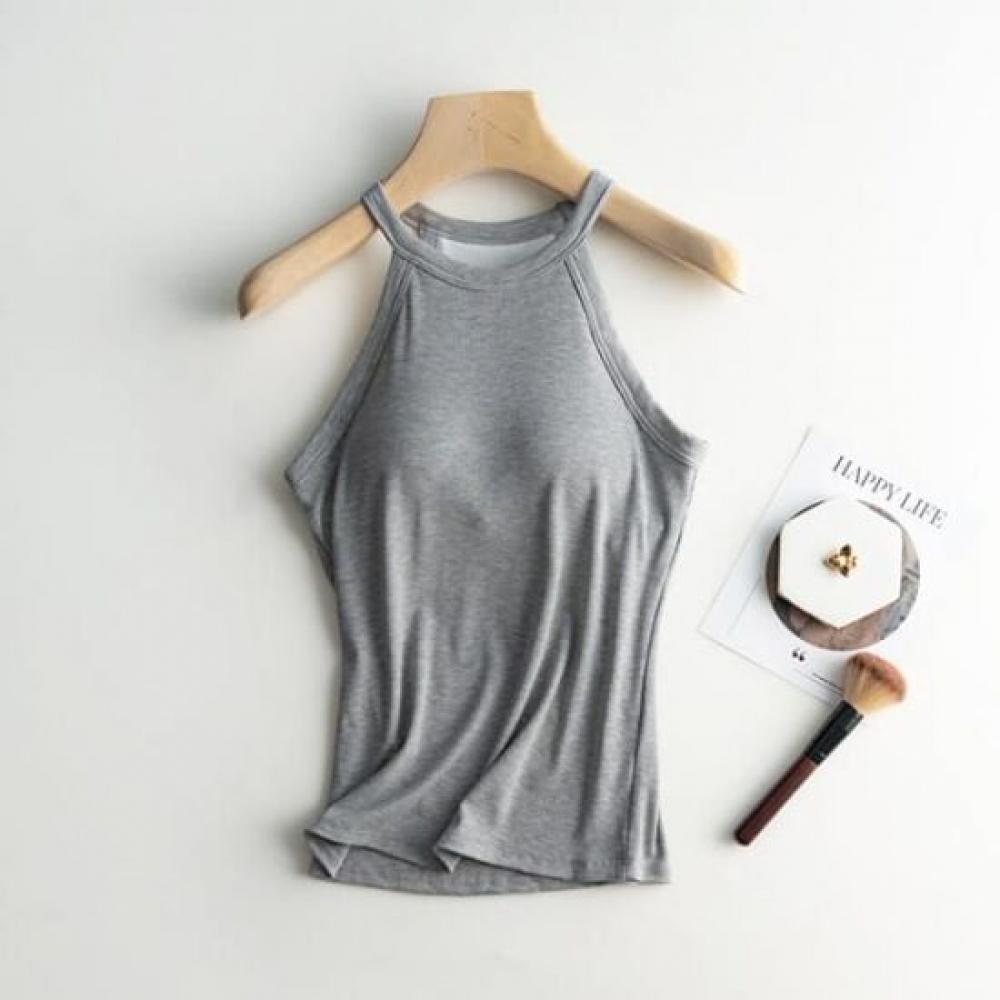 Navava High Neck Slim Fit Bra Cup Integrated Sleeveless Top Nt2707