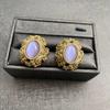 Gold-Plated Medieval Palace Style Jewelry Set: Vintage Violet Earrings, Ear Clips & Ring