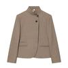 Womens High Neck Blazer Jacket Solid Color Street Style Casual
