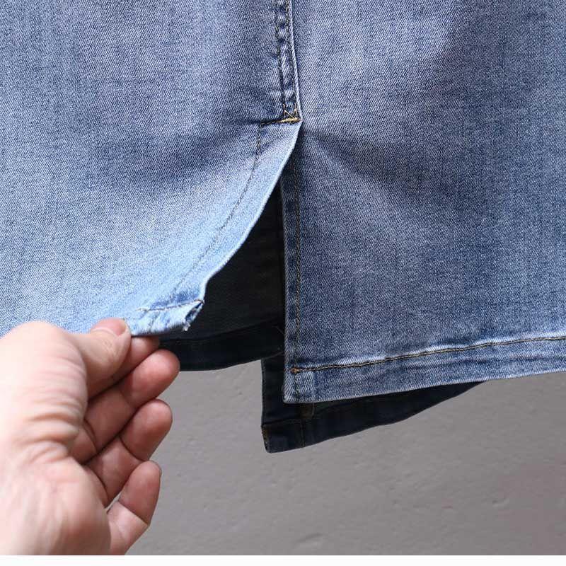 Весенне-летняя джинсовая юбка женская эластичная с высокой талией А-силуэта с облеганием ягодиц повседневная