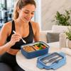 Stainless Steel Bento Lunch Box with Utensils, 2 Compartment Leak Resistant Food Container, Portable Meal Prep Box with Locking Lid for Work Picnic