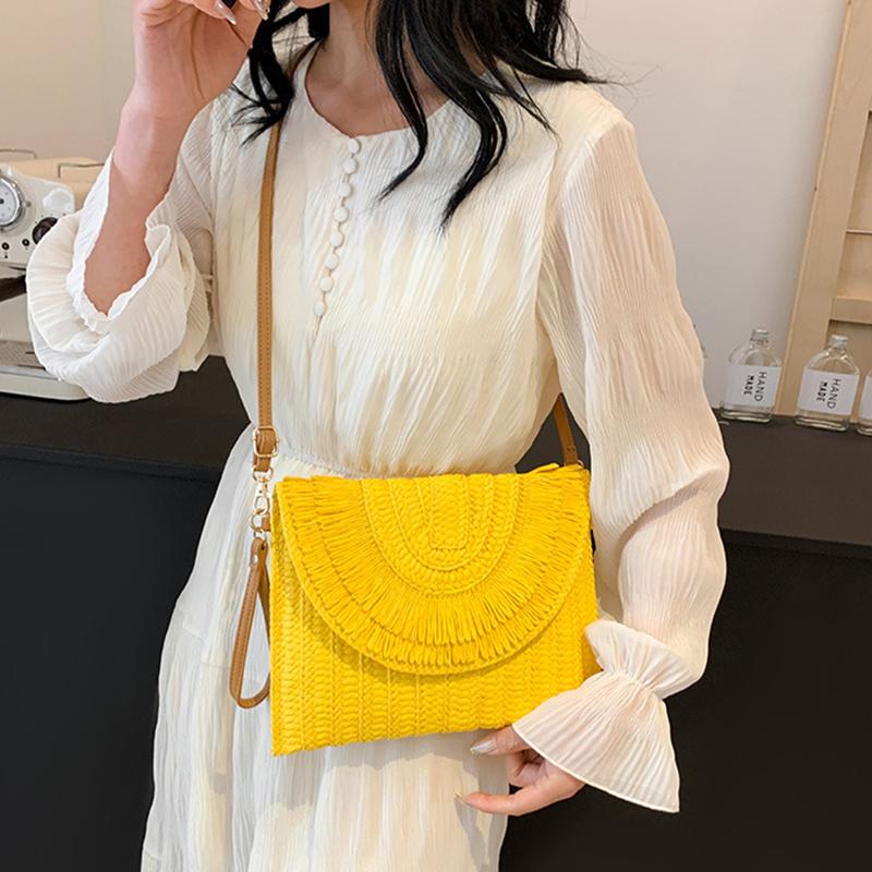 Клатч из рафии, женская модная соломенная сумка для ужина с кисточками, женская летняя повседневная сумка для отдыха, женская большая сумка через плечо