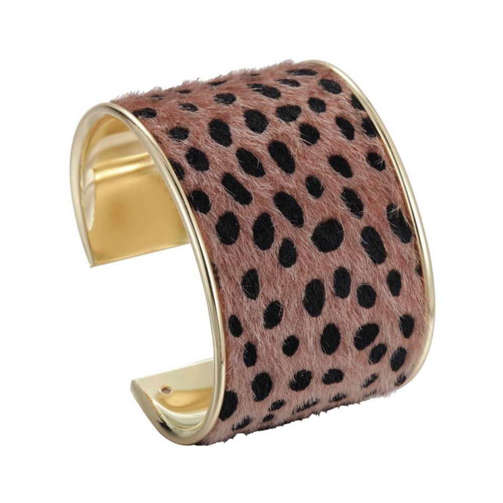 Metal Wide Bangle Leopard Print Bangles Exaggerated Cuff Bangles  European Style