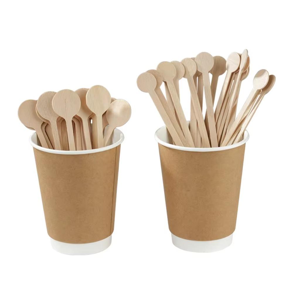 100 Pcs Disposable Coffee Stirrer Sticks Round Head Coffee Swizzle Stick  Drink Shop