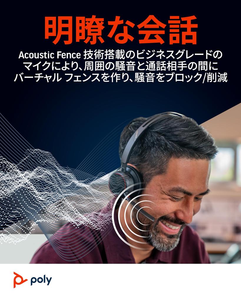 Poly Wireless Headset Voyager Focus 2 Microsoft Certified Bluetooth USB Dongle Included Charging Stand Noise Canceling Microphone Included Lightweight