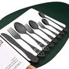Black Kitchen Cutlery Set 1Pcs Knife Dessert Fork Tea Spoon Dinnerware Set Stainless Steel Flatware Vintage Tableware Set