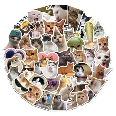 1 упаковка из 50 наклеек с кошками, декоративные наклейки своими руками, водонепроницаемые украшения из ПВХ, креативные наклейки для мобильных телефонов, планшетов, компьютеров, чехлов