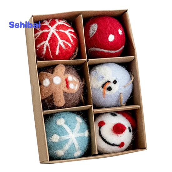 6/36 шт. 3/5 см Рождественский фетровый шар Снежинка Снеговик сплошной цвет небьющиеся многоразовые праздничные украшения Рождественская елка подвесной шар орнамент кулон