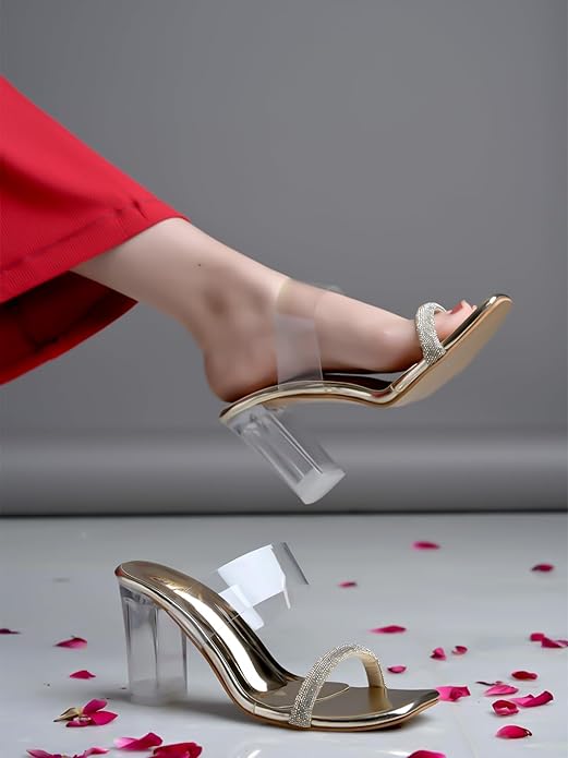 Shoetopia Стильные Прозрачные Детализированные Туфли на Блочном Каблуке для Женщин и Девочек
