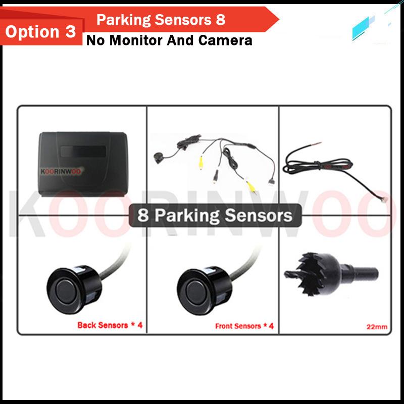 Koorinwoo LCD 5" Mirror Smart System for HD Parking Sensor 8/4 Radar Front Camera Rear View Cam Sounds System Parking Assistance