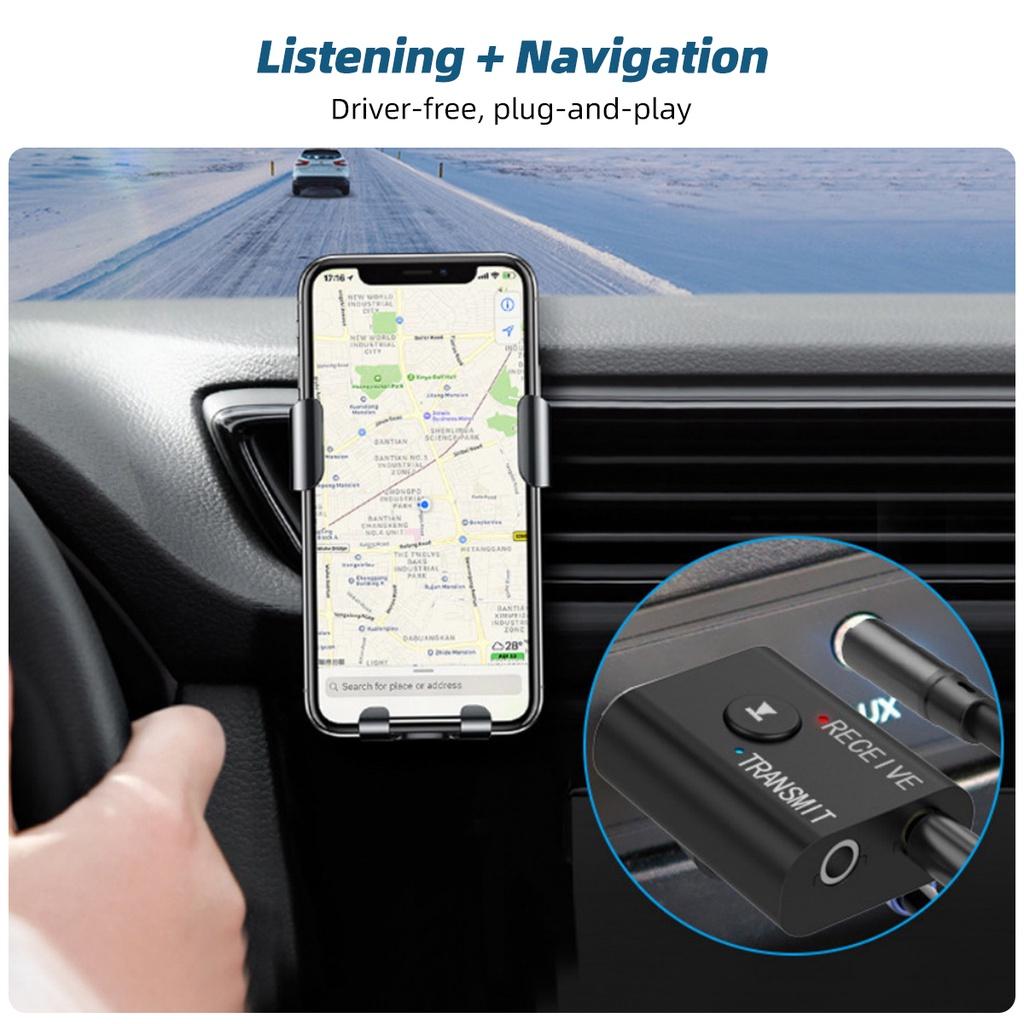 FONKEN Bluetooth-адаптер BT5.0, беспроводной аудиоприемник и передатчик, двойной функциональный разъем AUX 3,5 мм, USB-ключ для автомобильной гарнитуры с динамиком